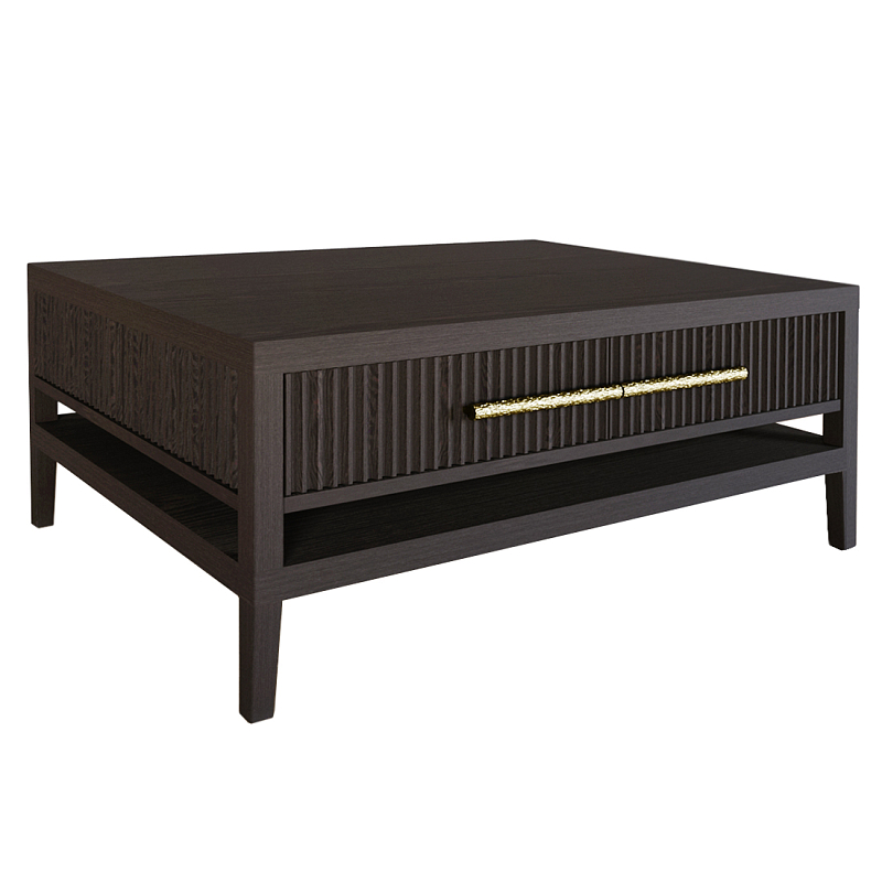 Кофейный стол Primo с двумя ящиками Темный орех Орех Золотой в Уфе | Loft Concept 