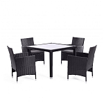Обеденный комплект из искуственного ротанга Vintara черный варинант исполнения - 1 | Loft Concept в Уфе