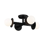 Потолочный светильник с тремя белыми матовыми стеклянными плафонами в форме шаров на черном основании Generation Lighting варинант исполнения - 2 | Loft Concept в Уфе