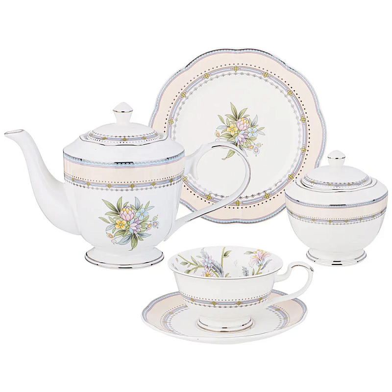 Чайный сервиз из фарфора на 6 персон 20 предметов Tea Flower Set Мульти в Уфе | Loft Concept 