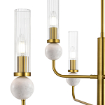 Люстра с 6-ю плафонами в форме стеклянных трубок и мраморных декоративных элементов Montreal варинант исполнения - 5 | Loft Concept в Уфе