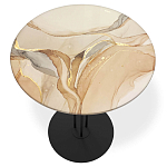 Стол журнальный круглый с бежевой столешницей из стекла Beige Marble варинант исполнения - 2 | Loft Concept в Уфе