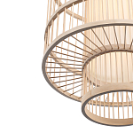 Подвесной светильник из деревянных прутьев с плафоном из натуральной ткани Light Inside the Cell варинант исполнения - 6 | Loft Concept в Уфе