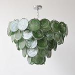 Люстра из зеленых стеклянных дисков с перламутровым эффектом Green Glowing Glaze варинант исполнения - 5 | Loft Concept в Уфе
