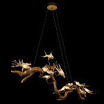 Люстра подвесная линейная с прозрачными стеклянными птичками на ветвях Serip Voa варинант исполнения - 5 | Loft Concept в Уфе