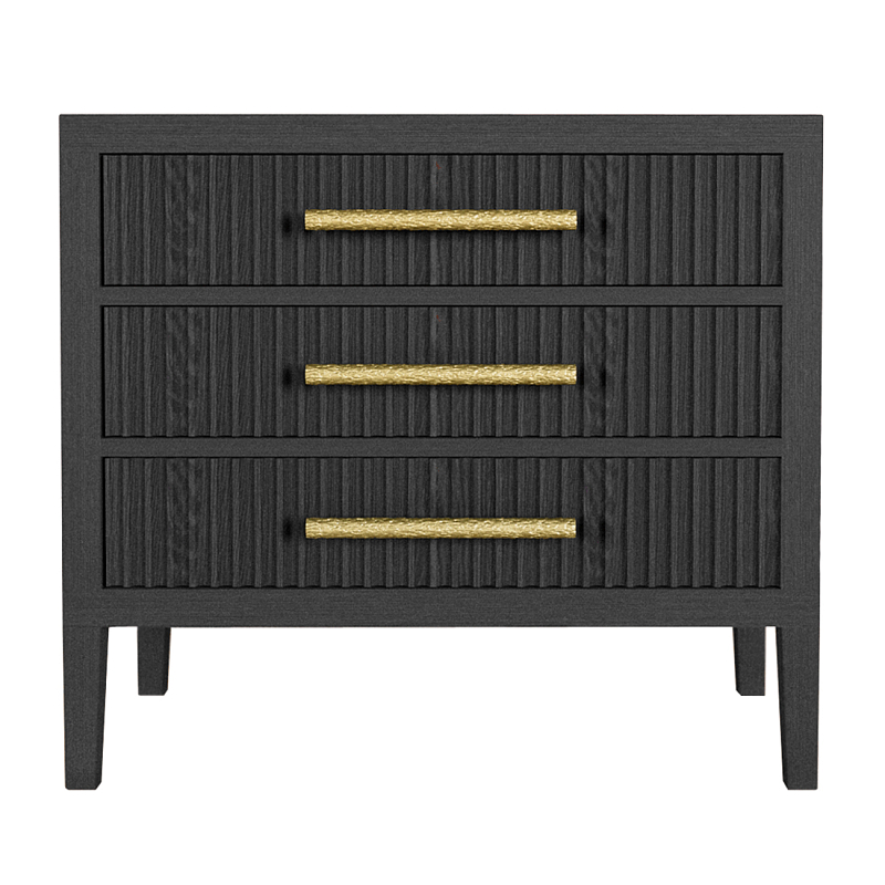 Тумба Primo  с тремя ящиками шпон Черный дуб Черный Золотой в Уфе | Loft Concept 