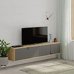 ТВ-тумба подвесная цвета древесины с 4-мя темно-серыми дверцами SPARK TV STAND OAK ANTHRACITE варинант исполнения - 3 | Loft Concept в Уфе