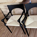 Стул дизайнерский с плетеным сидением Kronos Dining Chair Black варинант исполнения - 2 | Loft Concept в Уфе