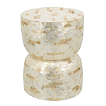 Приставной столик с мозаичным рисунком из раковин устриц Bone Inlay варинант исполнения - 1 | Loft Concept в Уфе