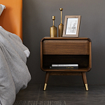 Прикроватная деревянная тумба с ящиком и нишей для хранения Moon Walnut Furniture варинант исполнения - 1 | Loft Concept в Уфе
