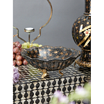 Блюдо черного цвета из фрафора на бронзовых ножках Eden Garden porcelain and bronze варинант исполнения - 3 | Loft Concept в Уфе