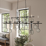 Люстра подвесная с 8-ю лампами и стеклянными круглыми подвесками Currey & Company варинант исполнения - 3 | Loft Concept в Уфе