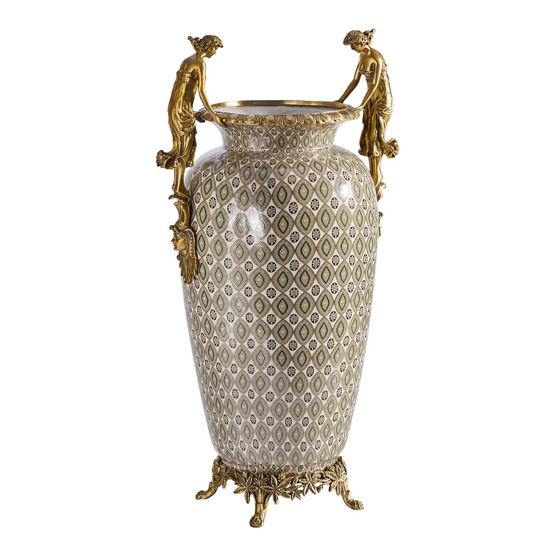 Ваза из фарфора декорированная ручками в виде девушек Paradise Maiden Бронза Мульти в Уфе | Loft Concept 