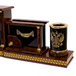 Настольный письменный набор с часами из природного камня обсидиана Royal Set варинант исполнения - 3 | Loft Concept в Уфе