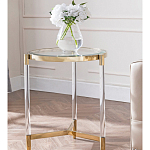 Золотой приставной столик с круглой стеклянной столешницей Weightless Table варинант исполнения - 8 | Loft Concept в Уфе