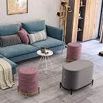 Банкетка круглая пыльно-розовый велюр на 4-х металлических ножках золотого цвета SANJAY варинант исполнения - 6 | Loft Concept в Уфе