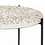 Кофейный столик с круглой разноцветной столешницей на 4-х черных ножках Multicolored Stone Composite варинант исполнения - 2 | Loft Concept в Уфе