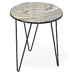 Стол журнальный c круглой столешницей из стекла серого цвета Gray and Gold Marble варинант исполнения - 1 | Loft Concept в Уфе