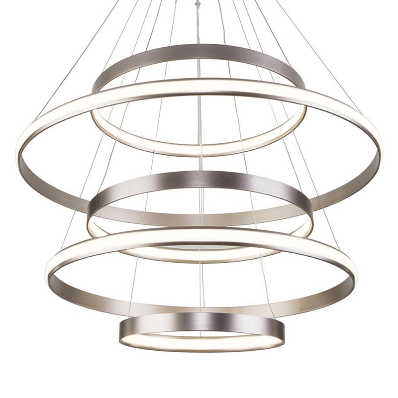 Люстра Light Ring Vertical Silver 5 колец серебро Никель Сатин в Уфе | Loft Concept 