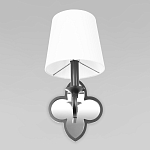 Бра с белым текстильным абажуром и декоративным основанием в виде четырехлистника с зеркальной вставкой Vitorino варинант исполнения - 10 | Loft Concept в Уфе