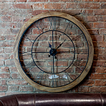 Часы настенные деревянные с римскими цифрами чёрного цвета Clock with History варинант исполнения - 2 | Loft Concept в Уфе