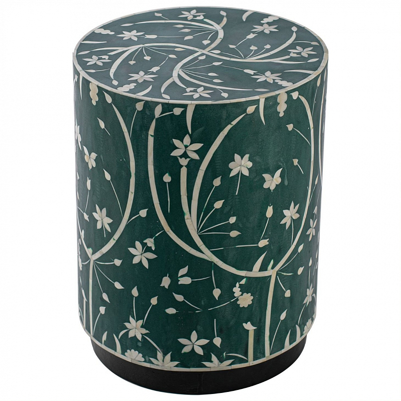 Табурет Green Flower Indian Bone Inlay stool Зеленый в Уфе | Loft Concept 