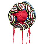 Подушка из джинсовой одежды и вязания Heart&Brain 2 варинант исполнения - 1 | Loft Concept в Уфе