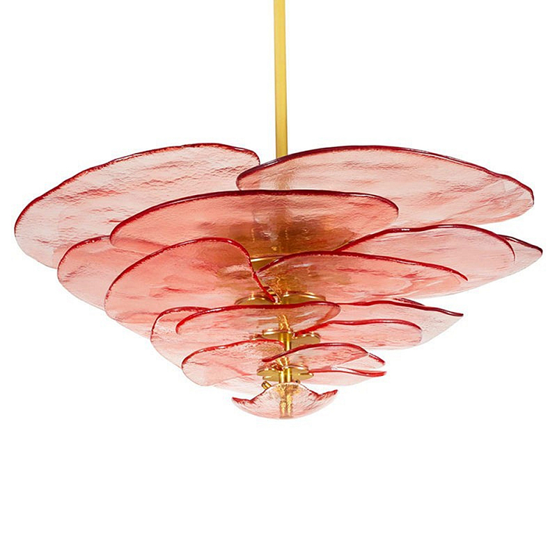 Люстра из розового стекла в форме листьев лотоса Glass Pink Sculpture Розовый Люстра из розового стекла в форме листьев лотоса Glass Pink Sculpture Розовый в Уфе | Loft Concept
