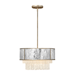 Люстра круглая с подвесками из текстурированного стекла молочного цвета Hinkley варинант исполнения - 9 | Loft Concept в Уфе