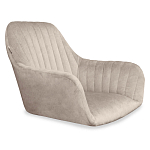 Барный стул со спинкой и подлокотниками на 4-х коричневых деревянных ножках Бежевый Велюр Ava Charm варинант исполнения - 5 | Loft Concept в Уфе