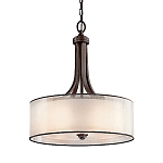 Люстра подвесная с двойным круглым плафоном из органзы и матового стекла Kichler варинант исполнения - 5 | Loft Concept в Уфе