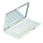 Таблетница карманная прямоугольная на 7 отделений с зеркалом и накладкой из натурального камня Содалит Silver Stone Pillboxes варинант исполнения - 2 | Loft Concept в Уфе