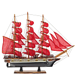 Декоративная модель деревянного парусника с красными парусами в подарочной упаковке With The low варинант исполнения - 1 | Loft Concept в Уфе
