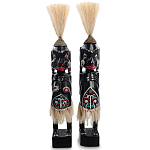 Комплект из 2-х деревянных статуэток Asmat Straw Headdress Statuettes Black Turquoise варинант исполнения - 4 | Loft Concept в Уфе