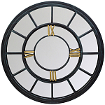 Зеркало настенное в чёрной металлической раме в виде часов Mirror Tower Clock варинант исполнения - 1 | Loft Concept в Уфе