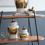 Ваза белая с крышкой и золотистыми фрагментами 24 см Chinoiserie Ceramics варинант исполнения - 4 | Loft Concept в Уфе