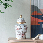 Ваза с нежным цветочным узором в пастельных тонах и крышкой с золотым акцентом Chinoiserie Ceramics варинант исполнения - 5 | Loft Concept в Уфе