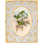 Декоративный постер с изображением птиц в раме с рельефным растительным узором Blooming Birds Poster варинант исполнения - 4 | Loft Concept в Уфе