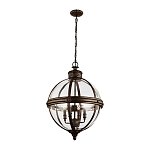 Подвесной светильник бронзового цвета с прозрачным стеклянным плафоном в форме шара в индустриальном стиле на цепи 4 лампы Feiss варинант исполнения - 2 | Loft Concept в Уфе