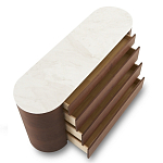 Дизайнерский комод овальной формы с белой столешницей и 4-мя ящиками Gioli варинант исполнения - 1 | Loft Concept в Уфе