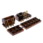 Часы настольные в виде паровоза из натурального камня Обсидиан Train Stone Clock варинант исполнения - 3 | Loft Concept в Уфе