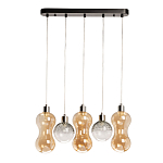 Люстра с 3-мя плафонами волнообразной формы цвета янтарь и 2-мя прозрачными шарообразными плафонами Lucid Rain  варинант исполнения - 2 | Loft Concept в Уфе