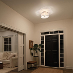 Потолочный светильник с двойным цилиндрическим плафоном из белого стекла и прозрачной органзы Kichler варинант исполнения - 10 | Loft Concept в Уфе