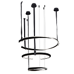 Люстра подвесная с 3-мя кольцами из кожаных ремней черного цвета Half Ring Horizontal  варинант исполнения - 2 | Loft Concept в Уфе