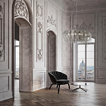 Люстра подвесная круглая с изогнутыми металлическими дугами и ниспадающими цепочками 65 см Atlantis Chain варинант исполнения - 18 | Loft Concept в Уфе