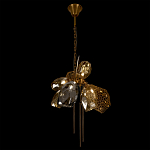 Люстра подвесная со стеклянными плафонами из дымчатого и золотистого с тремя вертикальными подвесками Gilded Mirage  варинант исполнения - 6 | Loft Concept в Уфе