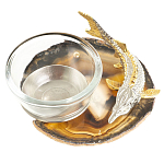 Икорница с декором "Стерлядка" с гравировкой на подставке из натурального камня Агат Decorative Cavair Dishes варинант исполнения - 2 | Loft Concept в Уфе