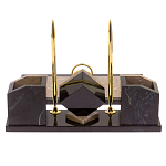 Настольный письменный набор из бежевого мрамора с часами Marble Accessory варинант исполнения - 3 | Loft Concept в Уфе