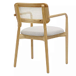 Стул обеденный с мягким сиденьем и спинкой из плетеного ротанга Wood and Textile Chair варинант исполнения - 3 | Loft Concept в Уфе