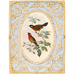 Декоративный постер с изображением птиц в раме с рельефным растительным узором Blooming Birds Poster варинант исполнения - 7 | Loft Concept в Уфе